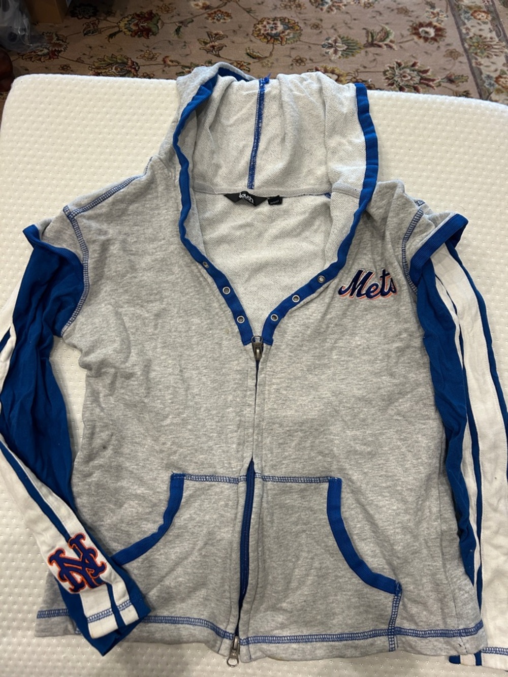Mets Grey & Royal Blue Zip Hoodie